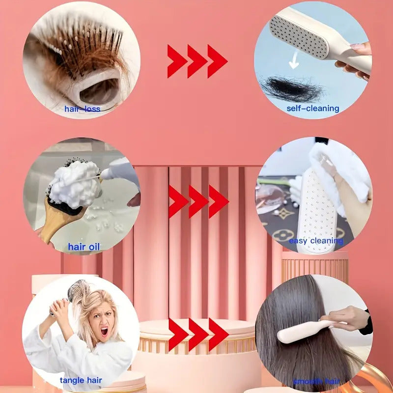 Self Cleaning Anti Static Massage Comb