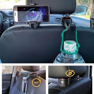 Car Headrest Hook and Phone Holder (Set of 2)