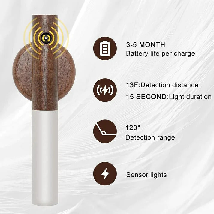 Luminaflux® Wooden Motion Sensor Light