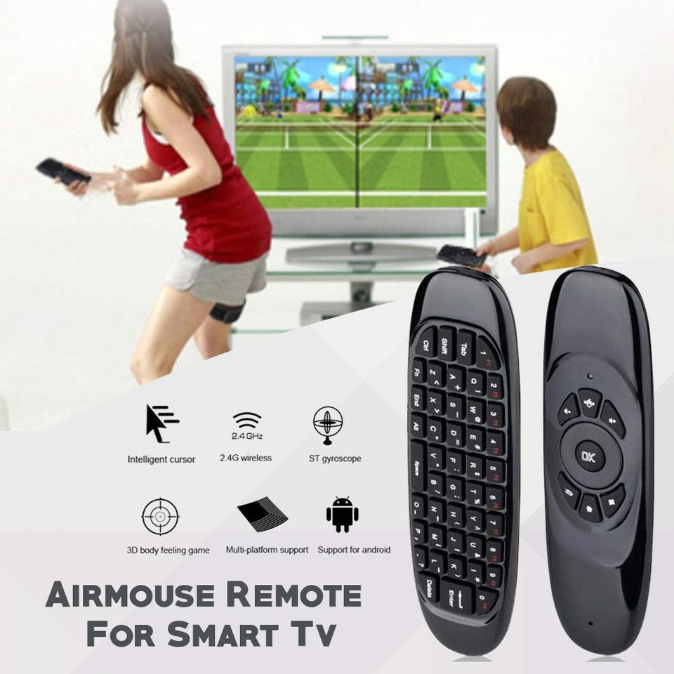 2.4GHz Wireless QWERTY Keyboard + Air Mouse + Remote Control for Windows / Mac OS / Linux / Android  - Black