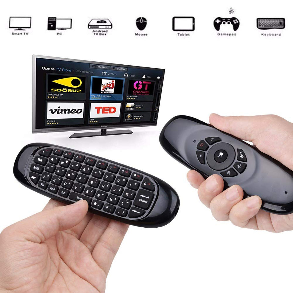 2.4GHz Wireless QWERTY Keyboard + Air Mouse + Remote Control for Windows / Mac OS / Linux / Android  - Black