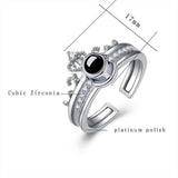 I love You Projection Ring in 100 Languages Silver (Crown)- Free Size